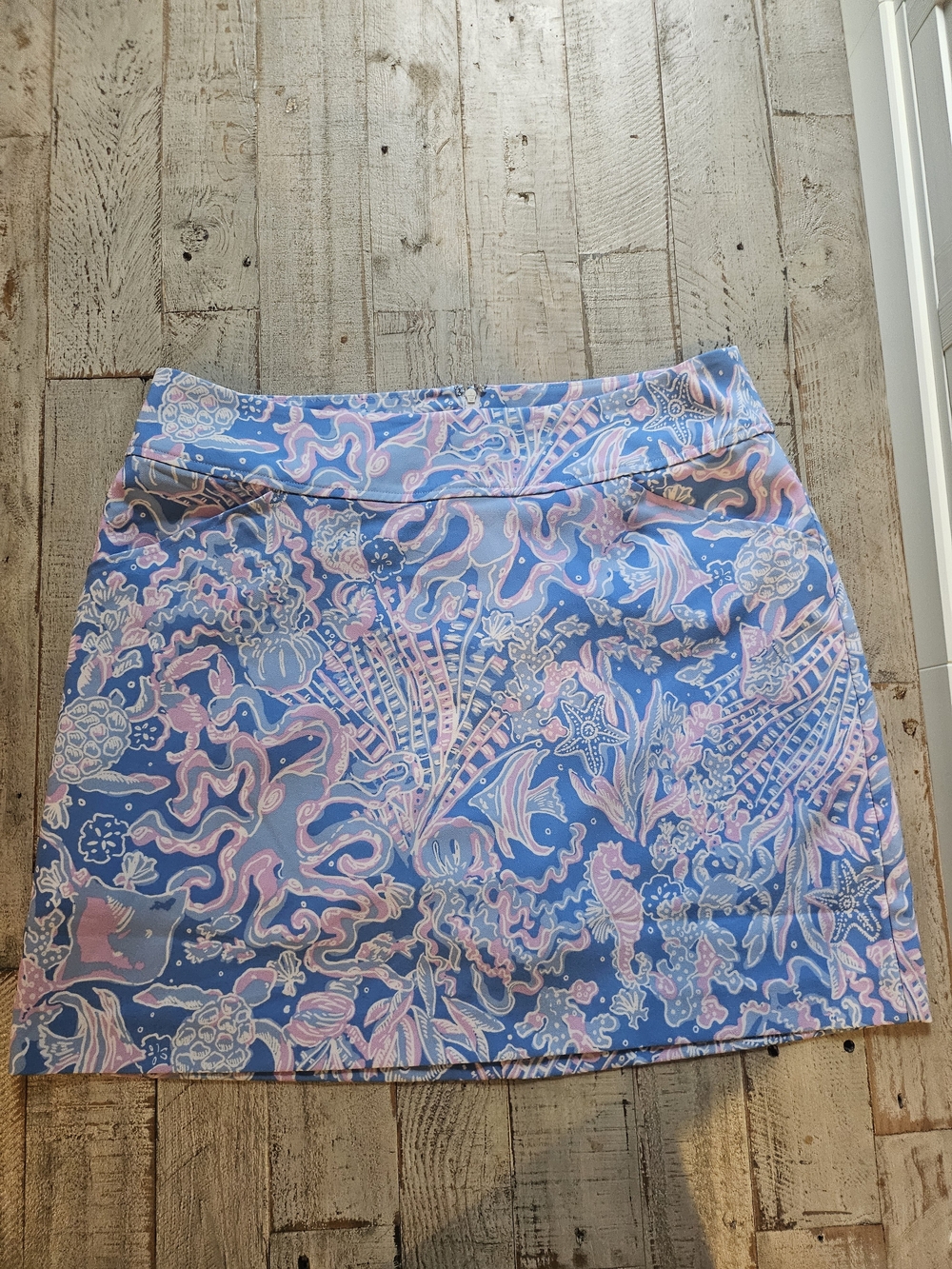 Lilly Pulitzer Blue and Pink Printed Mini Skirt